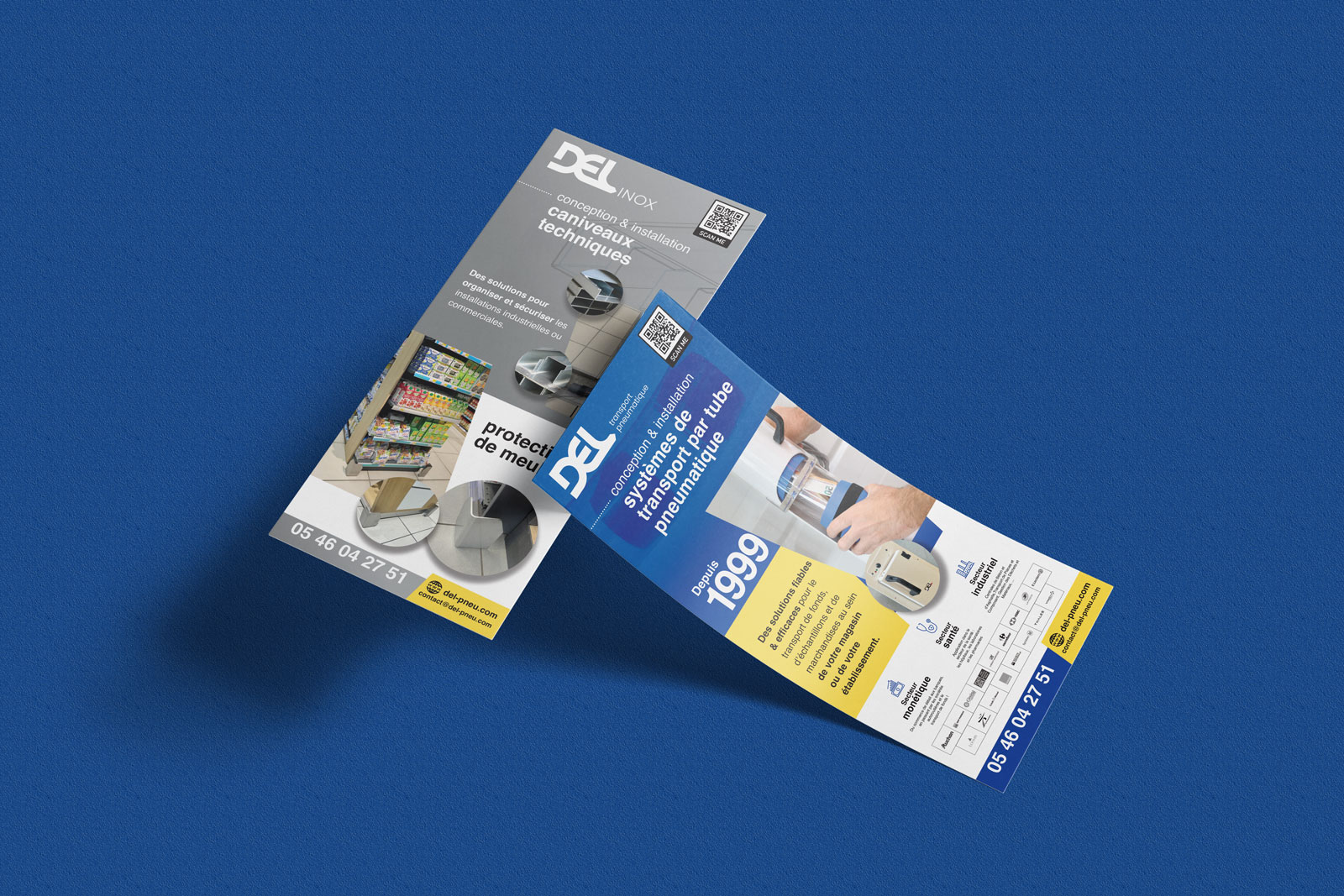 Création de flyers pour DEL Transport pneumatique par l’agence CHOCOLAT NOIR